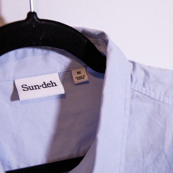 NEW Aritzia Sundeh Future Below Bum Cotton Poplin Collared Button Down Blouse M - Picture 3 of 5